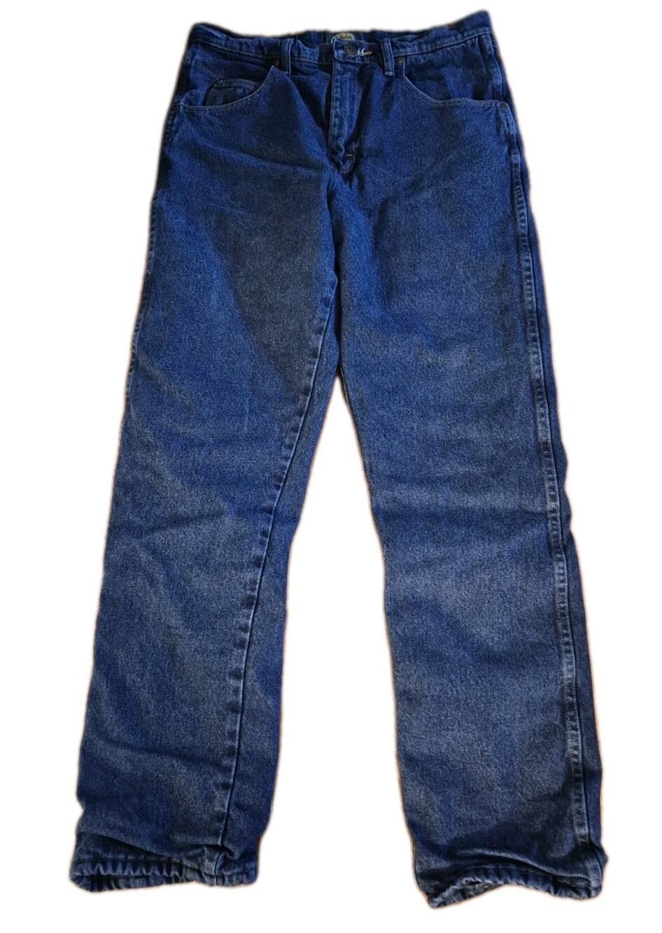 Cabelas Outdoor Gear Men's 33X34 Distressed Blue Denim Jeans - Flannel lined